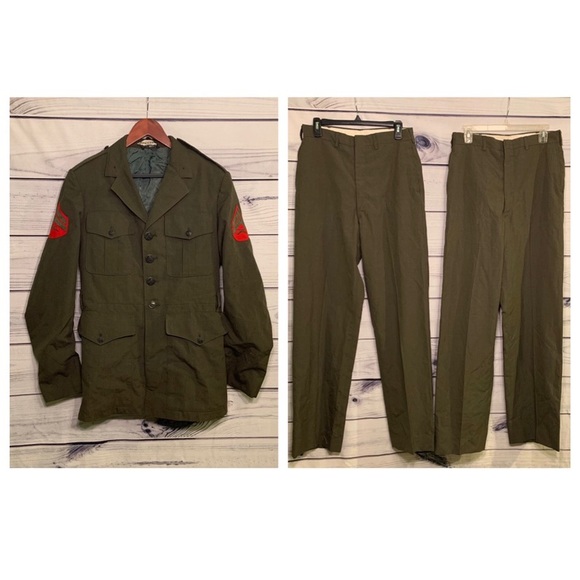 U.S. Army Other - Vintage Vietnam Era US Marine Dress Uniform Set Jacket and Pants Green Wool
